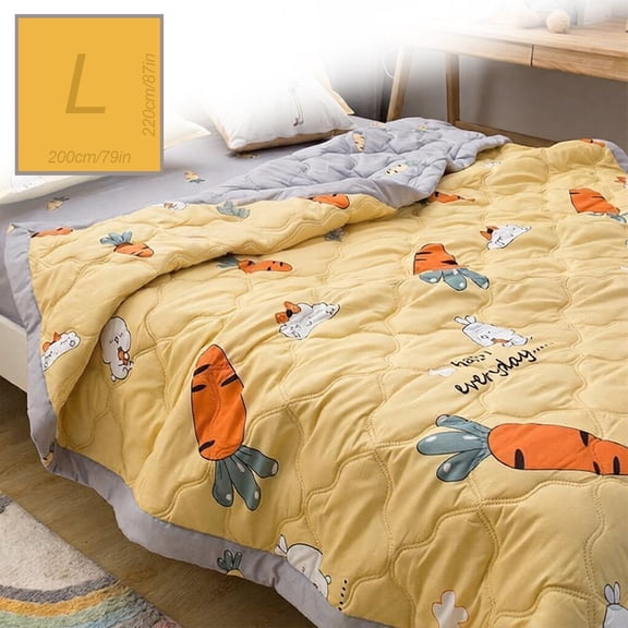 Summer Cooling Quilt Double Layer Washed Gauze Blanket Breathable Lightweight Polyester Bedding