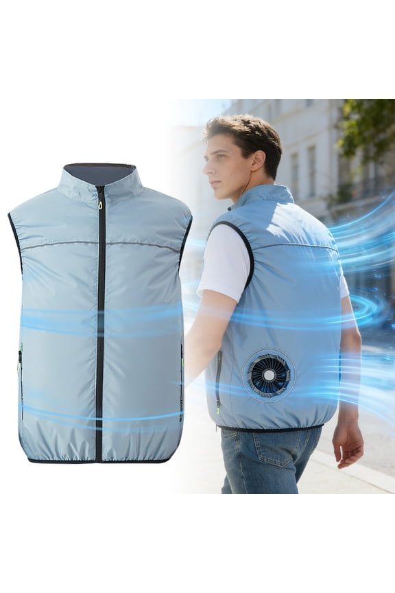 Summer Cooling Vest with Built-in Fans, Breathable Polyester Air Conditioning Jacket for Outdoor Work & Leisure