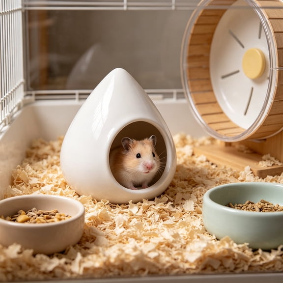 Summer Coolings House, Hamster Ceramic Ice Fossa House, Cute Small Animal Habitat Hideaway Hut Sand Bath House for Syrian Hamsters, Mice, Gerbils, Rats