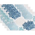 thumbnail image 1 of Summer Coral Placemats Set of 4 Blue Turquoises Ocean Coral Linen Table Place Mat Non-Slip Heat Resistant Nautical Sea Marine Place Mats for Home Kitchen Dining Table, 12"x18", 1 of 6