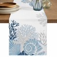 thumbnail image 1 of Summer Coral Table Runner 70 Inches, Coastal Ocean Starfish Conch Lake Blue Bed Runner Dresser Scarves Tabletop for Indoor Outdoor Parties/Ceremony/Banquet, 13" x 70", 1 of 9