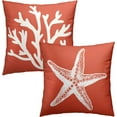 thumbnail image 1 of Summer Coral Tree and Starfish Throw Pillow Cover 18x18 Inch Pack of 2 Orange Beach Starfish Cushion Pillow Case Square Cotton Nautical Coastal Pillowcase for Party Bed Sofa Home Car Bedroom Outdoor, 1 of 6