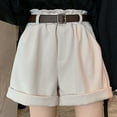 thumbnail image 1 of Summer Corduroy Shorts Short Wide Leg Loose Fit High Waisted for Women White Leisure Weekend Soft Pleated Super Pocket Casual Waist Women's Pants XXL, 1 of 9