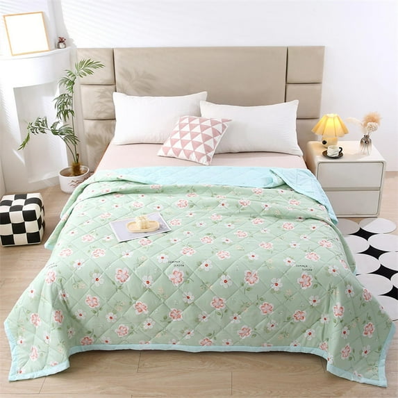 Summer Cotton Blanket Washed Cotton Summer Blanket - Breathable Air Conditioned Quilt for Hot Nights, Machine Washable Washable Light Quilt