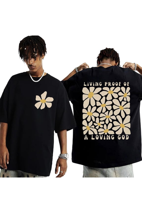 Summer Cotton Crewneck Short Sleeve Street Fashion Brand Printed 2Side T-Shirt Summer Hip Hop Trend Casual Outfit, Cool Gifts, 90S Clothing BLACK