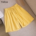 thumbnail image 1 of Summer Cotton Linen Loose Women's Shorts Casual Straight Short Pants Harajuku Elastic Waist Wide Leg Knee Length Shorts Women, 1 of 6