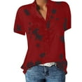 thumbnail image 1 of Summer Cotton Short Sleeve Oversized Floral T Shirts for Women Red Tops Fashion Plus Printing Easy Shirt Size Top Blouse Pocket Women's M, 1 of 9