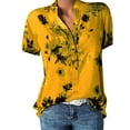 thumbnail image 1 of Summer Cotton Short Sleeve Oversized Floral T Shirts for Women Yellow Tops Fashion Plus Printing Easy Shirt Size Top Blouse Pocket Women's XL, 1 of 9
