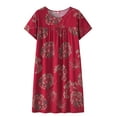 thumbnail image 1 of Summer Cotton Silk Short Sleeved Sleep Dress For Middle Women New Loose Fitting Home Wear Elderly Sleepwear Plus Size Dress, 1 of 2
