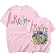HYWYS Summer Cotton T-Shirt Korn Cartoon Rock Band Music Album Fashion Printing High Quality Casual Short Sleeve Cute Ladies Clothing