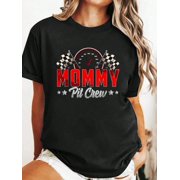 Summer Cotton T Shirt Race Car Birthday Party Racing Family Mommy Pit Crew T-Shirt Graphic Tees Tops Shirts For Women