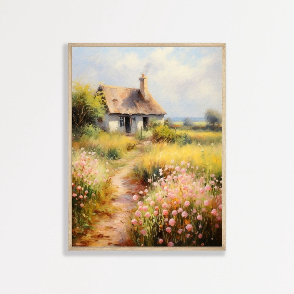 Summer Countryside Art Print, Vintage Country Cottage Wall Art Decor ...