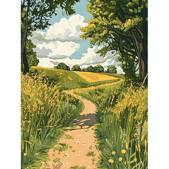 Summer Countryside Path Canvas Painting Perfect for Living Room Bedroom Office Hallway and Dining Room Decoration.