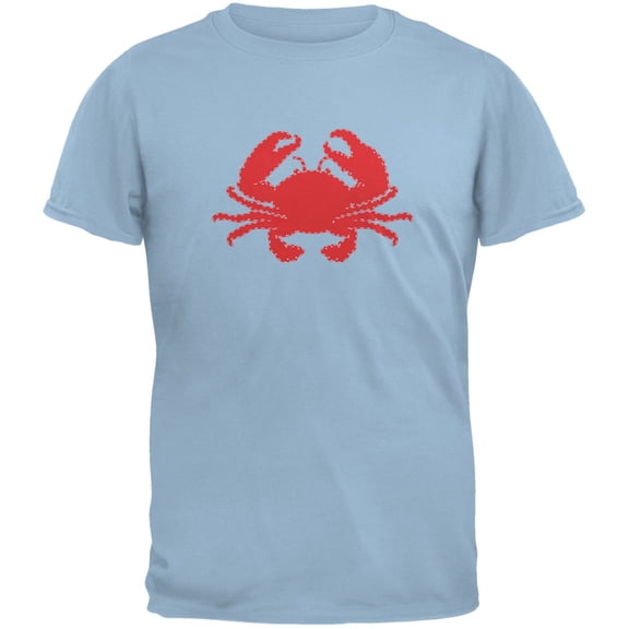 Summer - Crab Faux Stitched Light Blue Adult T-Shirt - Small