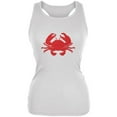 thumbnail image 1 of Summer - Crab Faux Stitched White Juniors Soft Tank Top - Small, 1 of 1