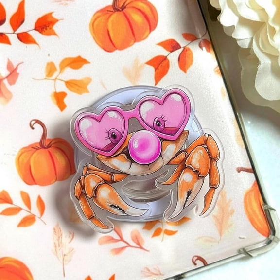 Summer Crab Phone Grip, Bubblegum Pink Crab Griptok, Trendy Coastal Phone Accessory, Unique Gift for Hardcore Readers, Beach Vibe Crab Holder, Aesthetic Summer Decor