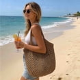 thumbnail image 1 of Summer Crochet Beach Tote Bag for Women Large Capacity Mesh Handbag Soft Foldable Shoulder Bag, 1 of 7