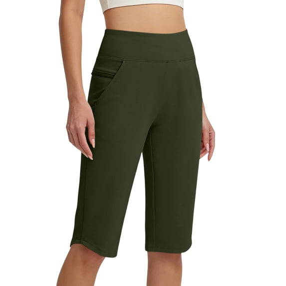 Summer Crop Pants,Women's Bermuda Long Shorts Knee Length Capris with Zipper Pockets Athletic Walking Athletic Casual Summer