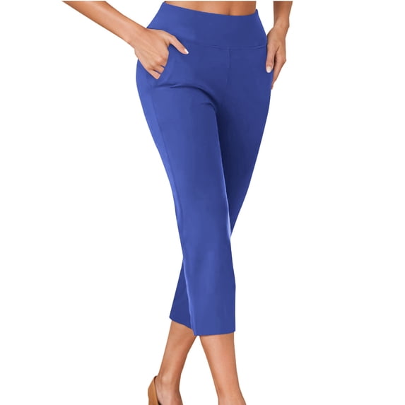 Summer Crop Pants,Women's Capri Pants Dress Yoga Work Capri Slacks Stretch High Waisted Business Casual Capris Athletic Cropped Pants