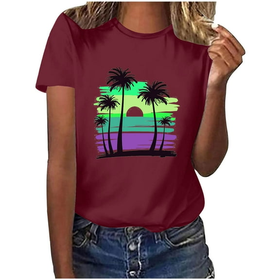 Summer Crop Tops for Women Red Shirts for Women Dressy Casual Summer Button Boho Top