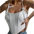 thumbnail image 1 of Summer Crop Tops for Women Sleeveless Tie Spaghetti Straps Corset Tops Solid Color Casual Club Camisole Tank Tops, 1 of 7