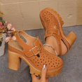 thumbnail image 1 of Summer Cushionaire Sandals For Women Casual Solid Color Closed-Toe High Heels Brown Spring And Summer Shoes Size 8.5, 1 of 9