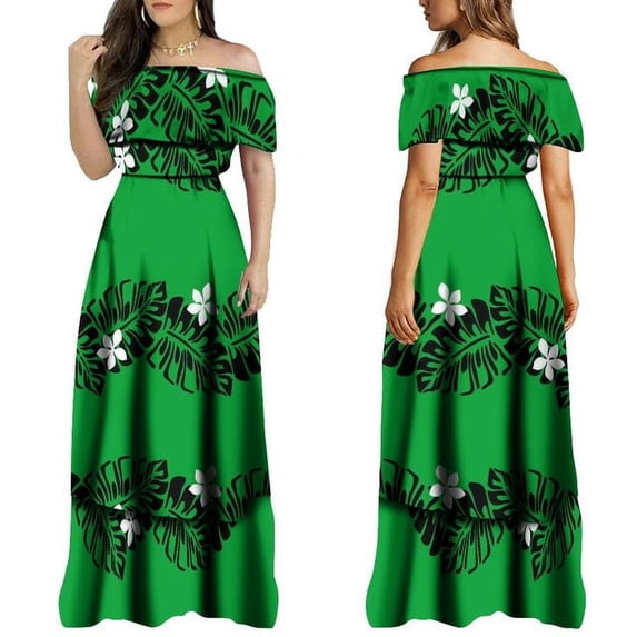 Summer Custom Women‘S Off-The-Shoulder Dress Samoan Ethnic Dress Polynesian Island Design Elegant Evening Dress