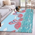 thumbnail image 1 of Summer Cute Flamingo Runner Rug 2.7x5 FT, Non Slip Entryway Carpet, Cartoon Animal Cloud Blue Sky Washable Soft Floor Carpet Entrance Mat Non-Shedding Throw Rug for Hallway Laundry Room Bedside, 1 of 9