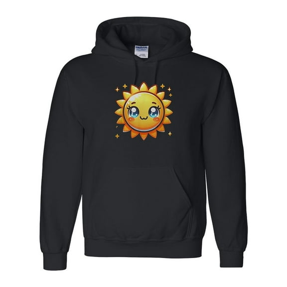 Summer Cute Kawaii Face Sun, Sunshine, Beach Lover, Happy, Smile, Emoji Bright Hoodie Unisex, up to 5XL
