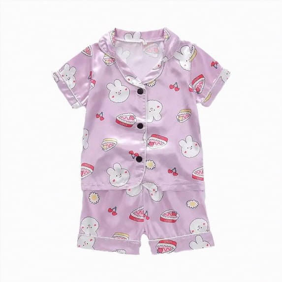 Summer Cute Outfit Toddler Baby Boys Girls Pajamas Button-Down PJs Shorts Set 2 Piece Short Sleeve Cotton Pajama Set