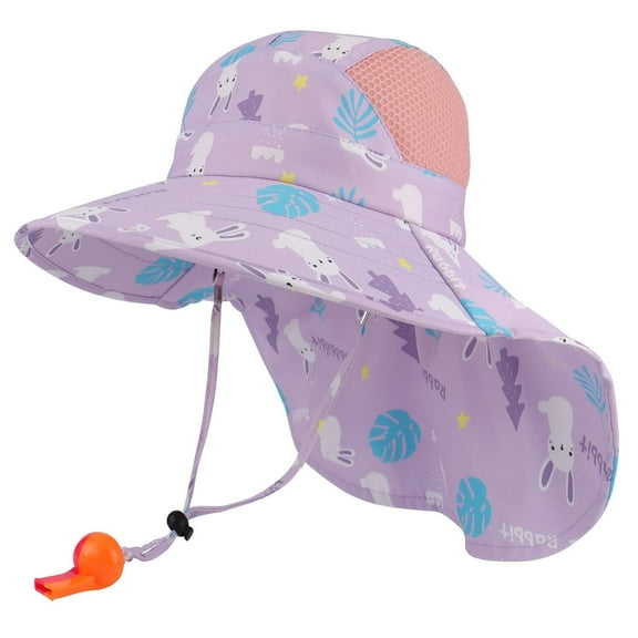 Summer Cute Sun hat for Boys and Girls, Cartoon Big Brimmed Fisherman hat, UV Resistant Children's hat, Whistle Sun hat