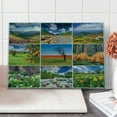 thumbnail image 1 of Summer Cutting Board, Collage with Summer Scenery Majestic Mountains Waterfalls High Lands Environment, Decorative Tempered Glass Cutting and Serving Board, Large Size, Multicolor, by Ambesonne, 1 of 1