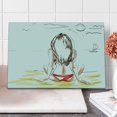 thumbnail image 1 of Summer Cutting Board, Sketch of a Girl on Beach Summer Holiday on Sand Sunbathing, Decorative Tempered Glass Cutting and Serving Board, Large Size, Yellow White, by Ambesonne, 1 of 5