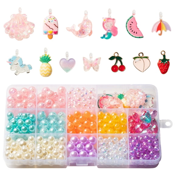 MALLMALL6 Summer DIY Beads Set for Jewelry Making, Multi Color, 400Pcs+