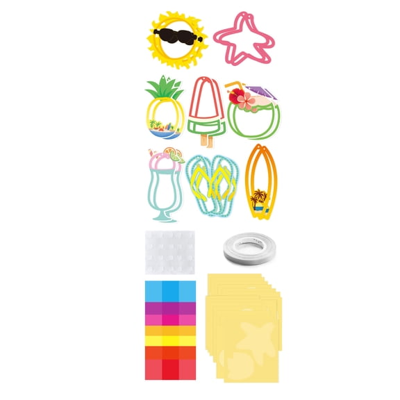 Summer DIY Window Painting Suncatcher Kit, Ice Cream Themed 60 Pcs Vibrant Paper Cutouts with Hanging Rope Glue Points Back Card, for Kids Family Classroom Home Window Wall Holiday Summer Party Decor