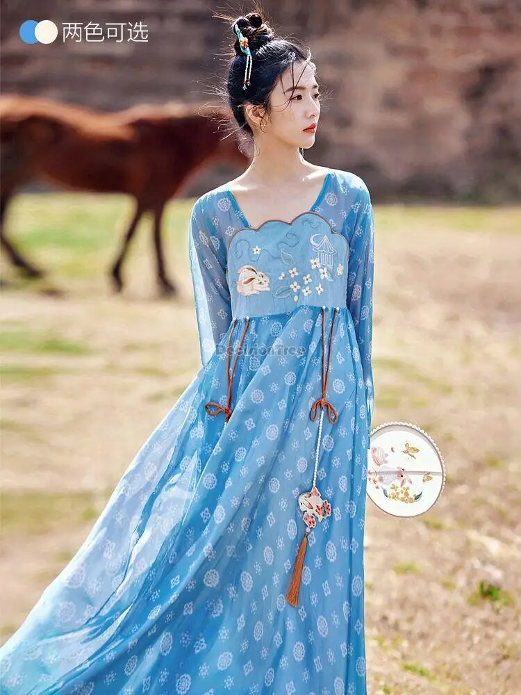 Summer Daily improved hanfu long sleeve dress national style women's ...