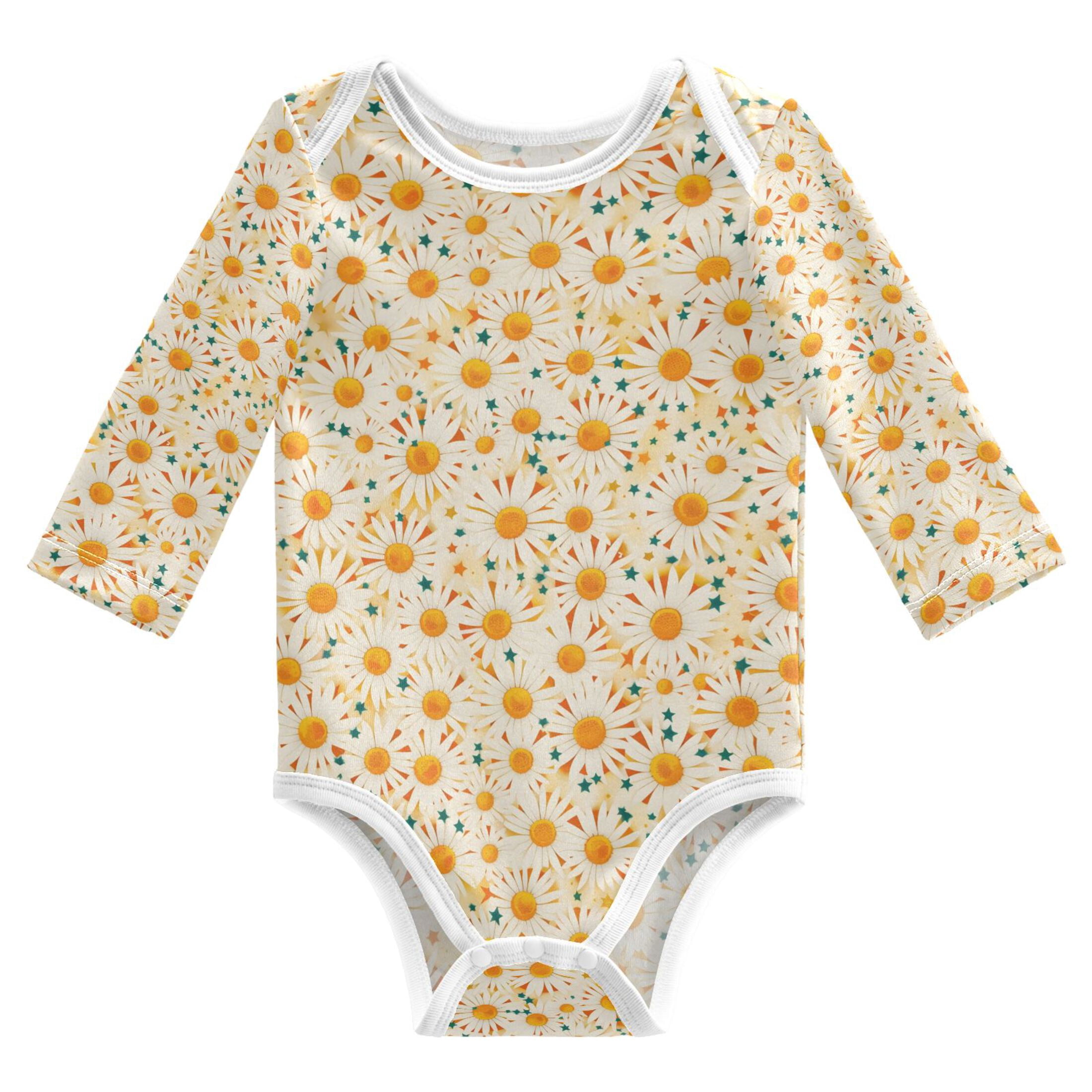 Roimper Summer Daisies Baby's Pure Cotton Bodysuit Long Sleeves Pajamas One ...
