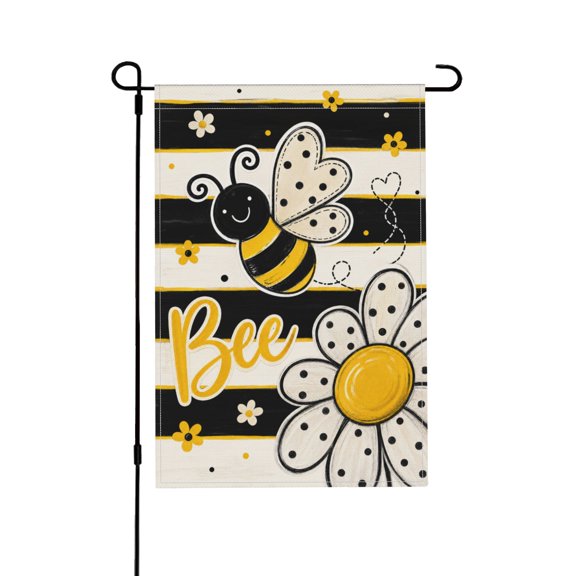 Summer Daisy Bee Floral Garden Flag for Outdoor Lawn and Yard 12x18 in