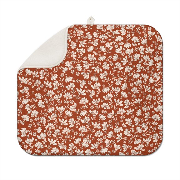 Summer Daisy Floral Dish Drying Mat Super Absorbent Reversible Pad