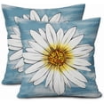 thumbnail image 1 of Summer Daisy Floral Pillow Covers 18X18 Inch Set of 2 White Petal Flower Bloom Decorative Pillow Cases Blue Seasonal Cotton Linen Cushion Case Farmhouse Home Decor for Sofa Couch Porch Outdoor, 1 of 6