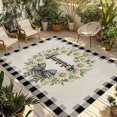 thumbnail image 1 of Summer Daisy Outdoor Rug for Patio/Deck/Porch, Non-Slip Large Area Rug 6 x 9 Ft, Retro Botanical Flower Wreath Bow Plaid Beige Indoor Outdoor Rugs Washable Area Rugs, Camping Rug Carpet Runner, 1 of 8