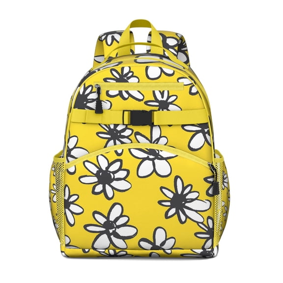 Summer Daisy Print School Backpack - Breathable Padded Design for Heavy Loads, Waterproof & Durable