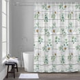 thumbnail image 1 of Summer Daisy Shower Curtain for Bathroom Decor, Eucalyptus Leaves Flower White Wood Grain Waterproof Fabric Shower Curtain, 66"x72" Set with 12 Hooks, 1 of 9