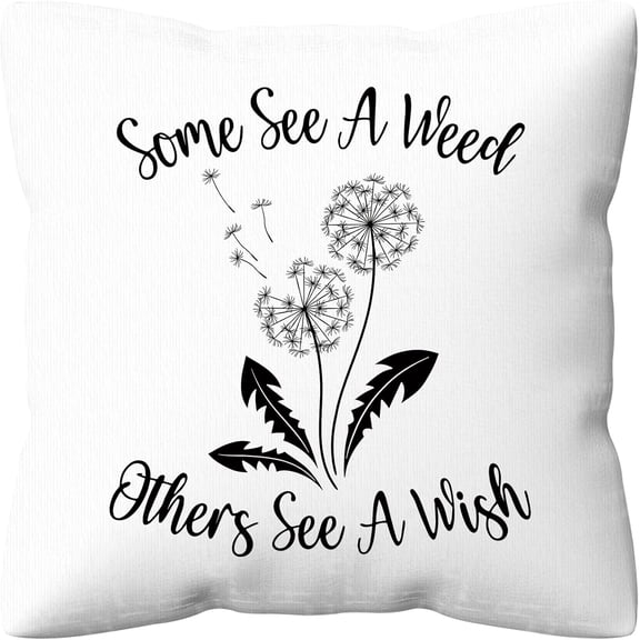 Summer Dandelion Weed Pillow Covers 18x18, Nature Wild Flying Dandelion Weed Room Decor, Inspirational Some See A Weed Some See A Wish Throw Pillow Covers for Bedroom Home Sofa Room Decor