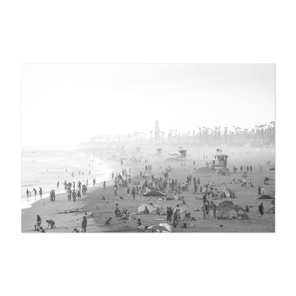 Summer Days in Huntington B&W - Huntington Beach California Photography Beach Black and White Coastal Ocean Palm Tree Minimalist Vintage Unframed Wall Art Print 4 x 6 inches