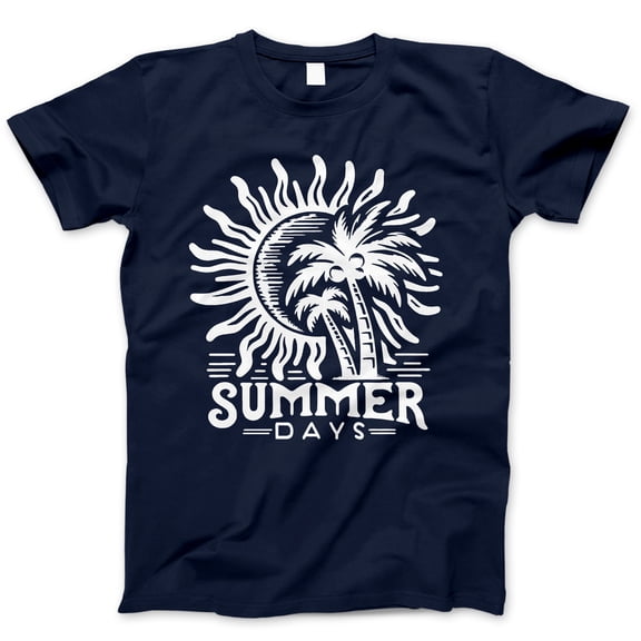 Summer Days Palm Tree Graphic T-Shirt - White Tropical Sun Tee, Beach Vacation Shirt, Unisex Casual Wear, Trendy Streetwear, Coastal Vibes Apparel