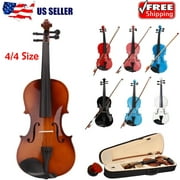 Summer Deal Acoustic Violin Fiddle Full Size with Bridge Bow Rosin Case Stringed Musical Instruments for Beginner Adult Boys Girls Children Kids (4/4)