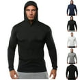 thumbnail image 1 of Dahjin White Mens Hoodies Long Sleeve Sweatshirt Solid Color Cotton Blouse Fall Fashion Causal Hiking Workout Lightweight Tops, 1 of 6