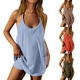 thumbnail image 1 of Danhjin Workout Romper for Women Athletic Mini Dresses Built-in Shorts Set Sleeve Less Sundress Summer Beach Vacation Mini Dress, 1 of 6