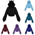 thumbnail image 1 of Kctiaxy Black Hoodies for Women Long Sleeve Cre Wneck Pullover Sweatshirt Solid Color Causal Loose Cute Ear Hoodies Fall Winter Trendy with Pockets, 1 of 6